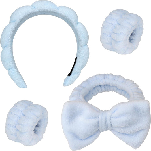Blue Pastel Headband and Wristband Set (4pcs)