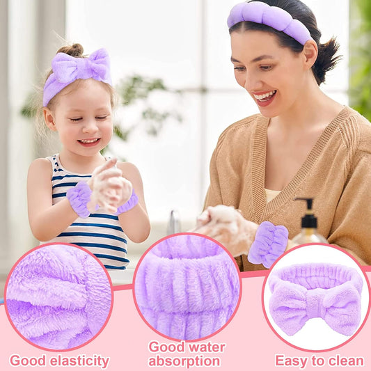 Purple Pastel Headband and Wristband Set (4pcs)